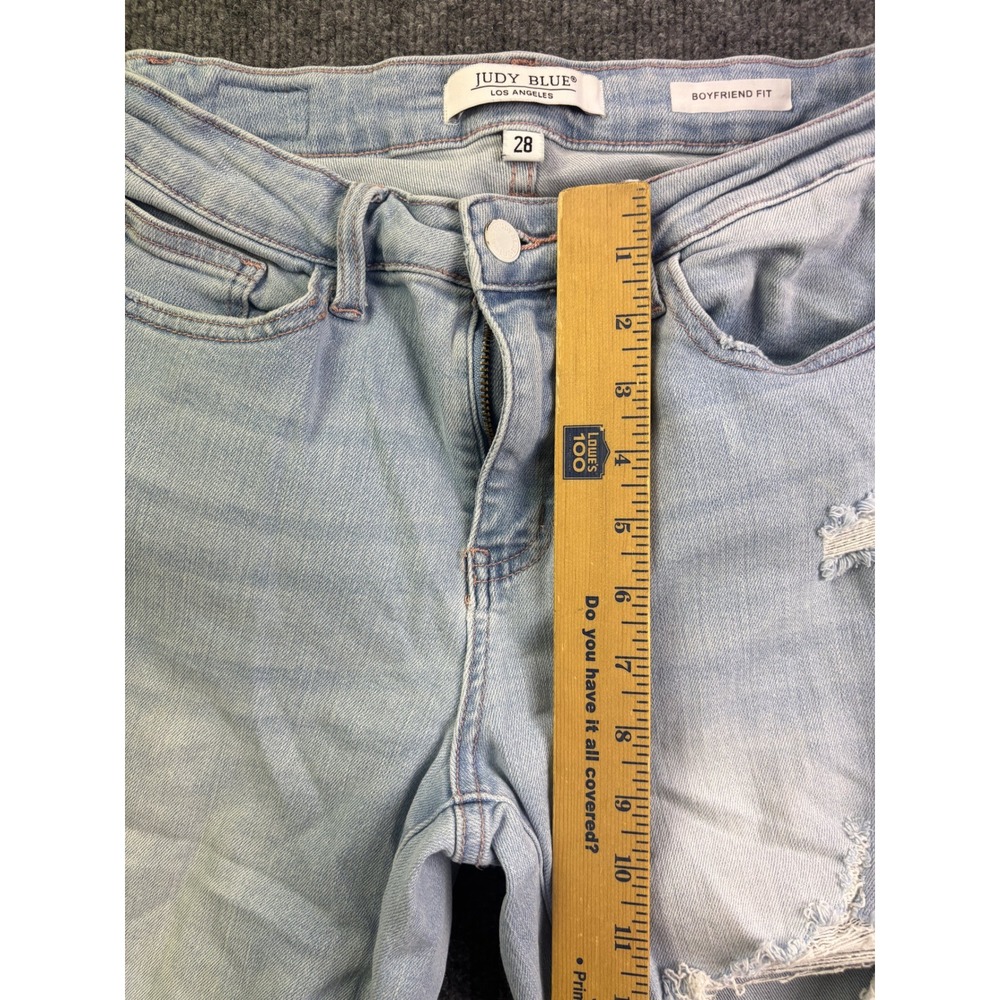 Judy Blue Boyfriend Fit Jeans Womens 28 Light Wash Distressed Ripped JB88333LT - Picture 4 of 8